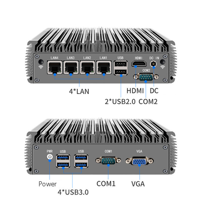 mini pc industriale fanless 4 lan RJ45 Giga Quad core J4125 core i3 i5 i7 Computer mini pc industriale fanless